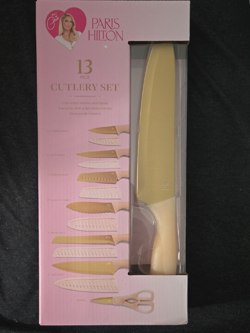 Paris Hilton Gold and Pink 13-Piece Cutlery Set
